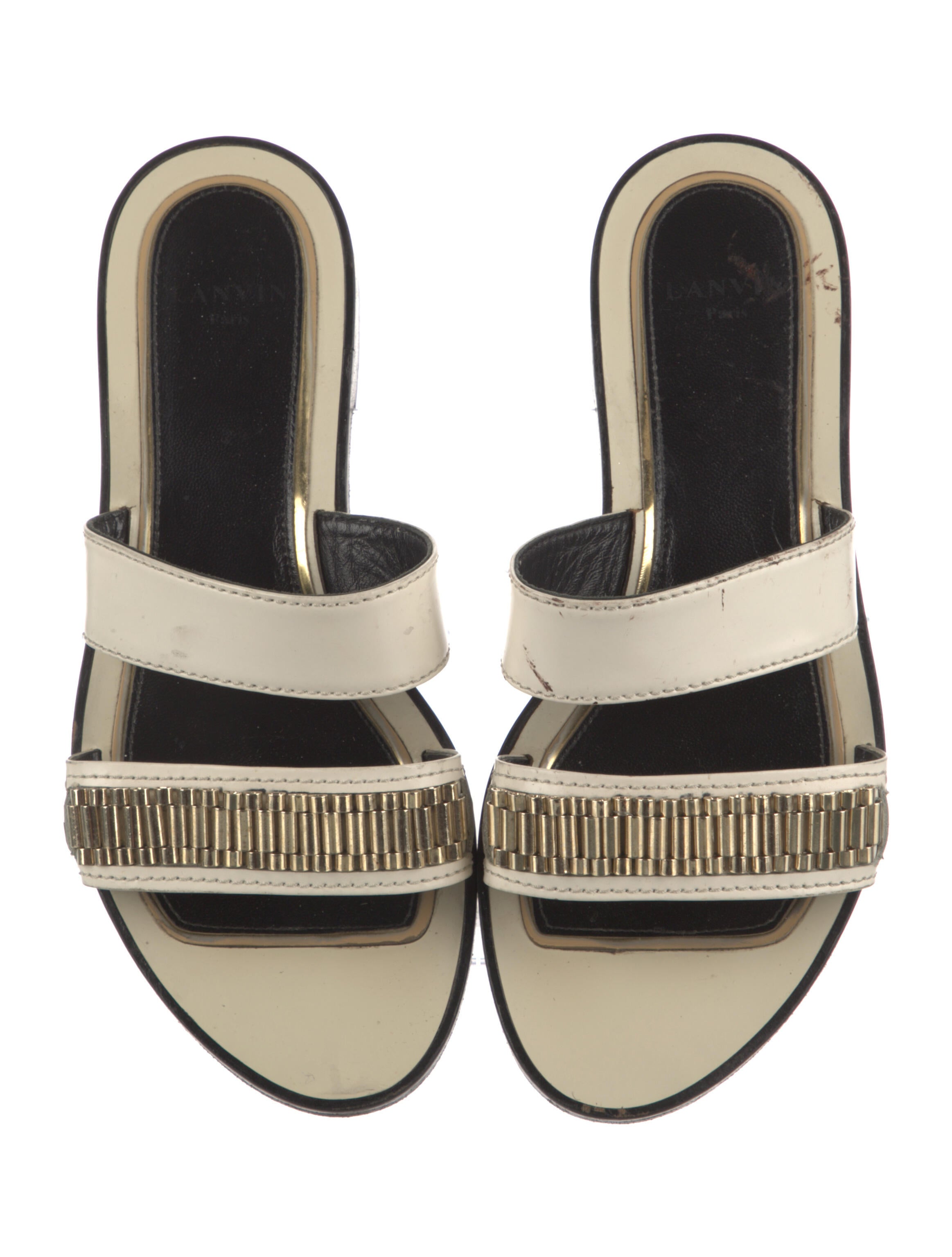 Lanvin Leather Printed Slides